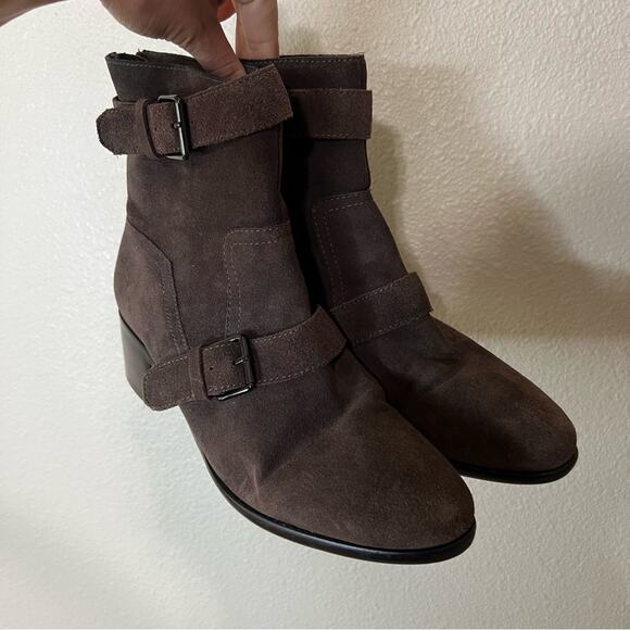 Pour La Victoire Martine brown suede zipper ankle boots 10 - Picture 4 of 9